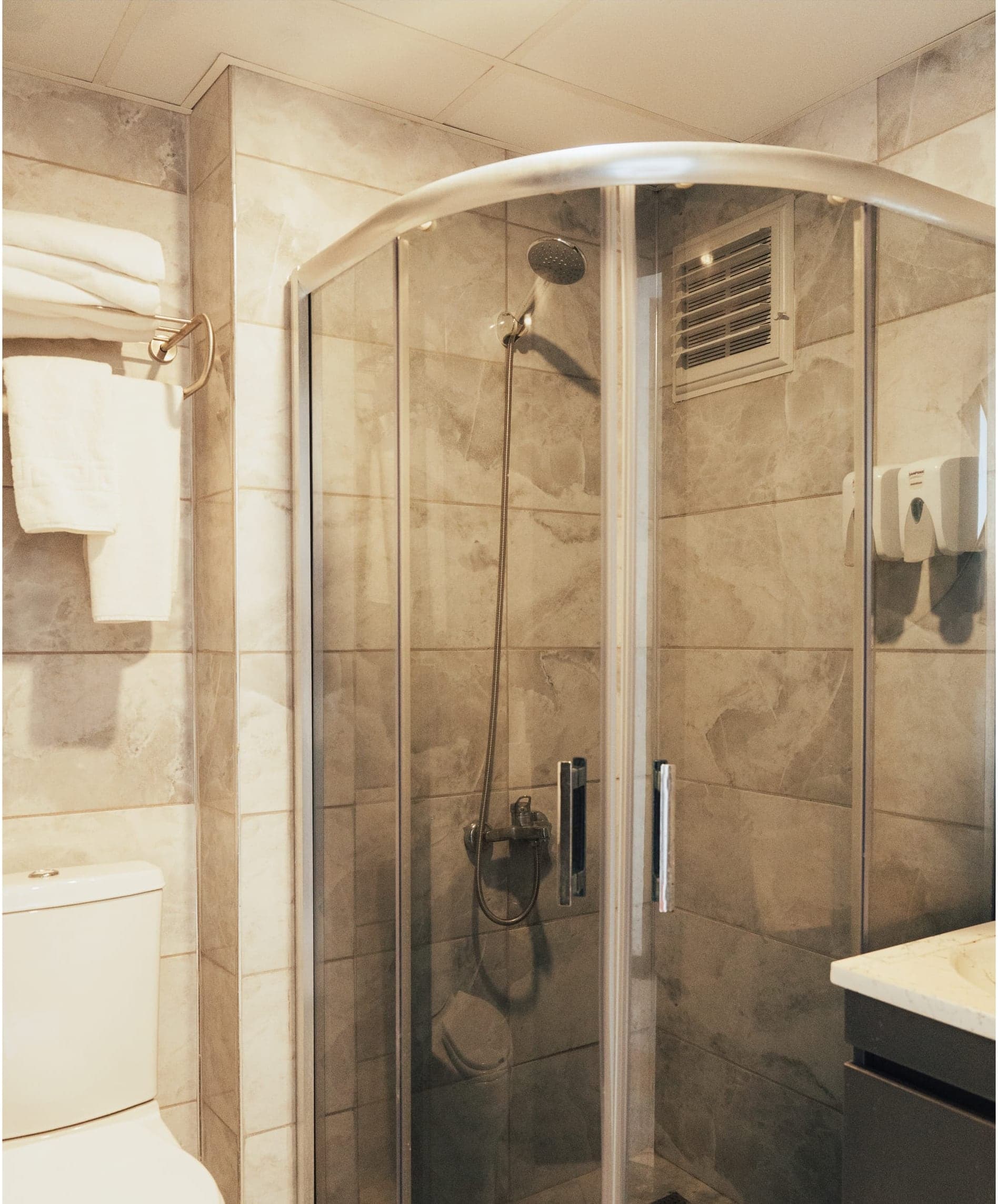 Shower and toilet