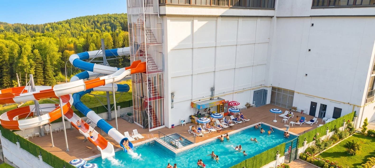 Aquapark kaydırakları, kuşbakışı