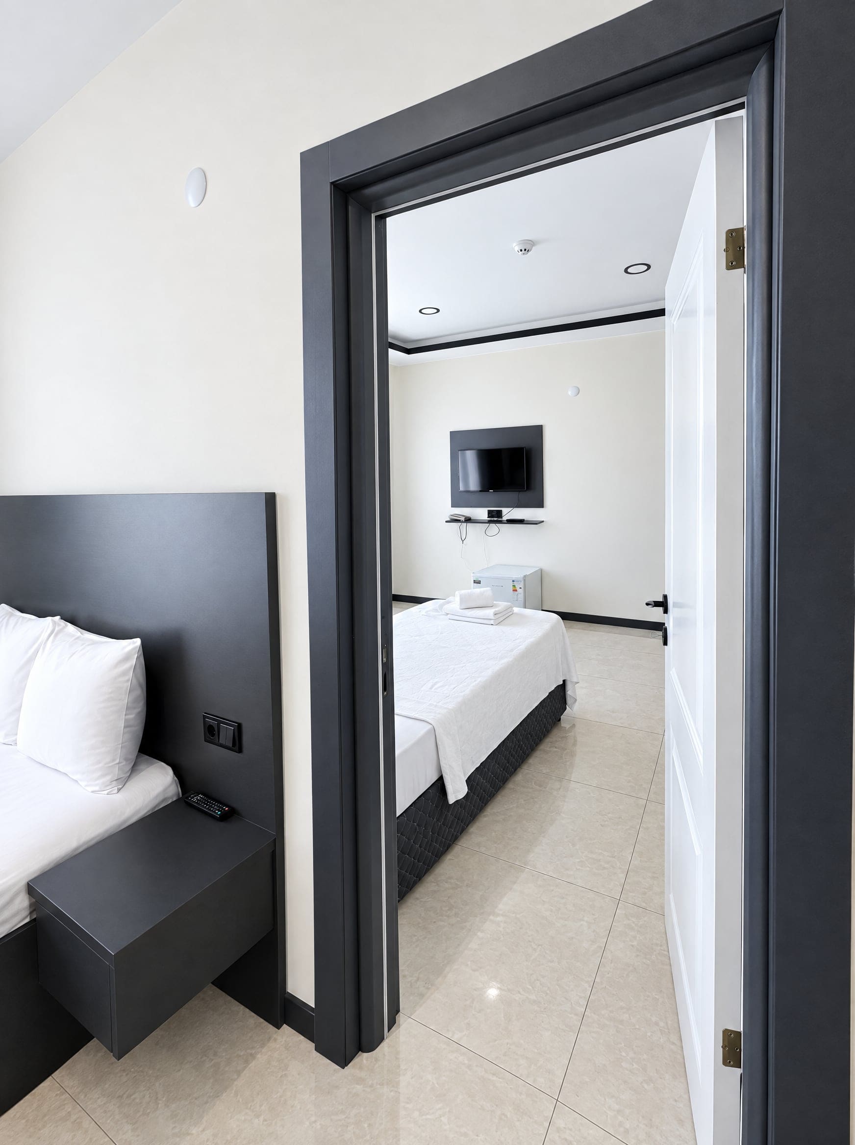 King Suite: doorway from the master bedroom to the second room